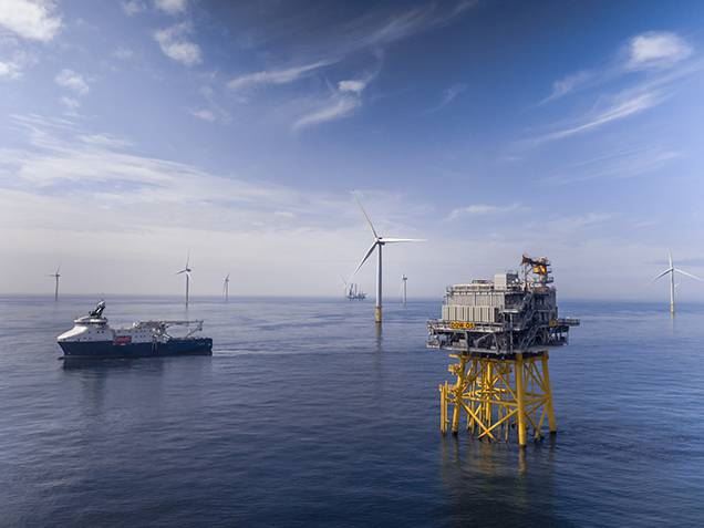 Installation work at the Dudgeon offshore wind farm